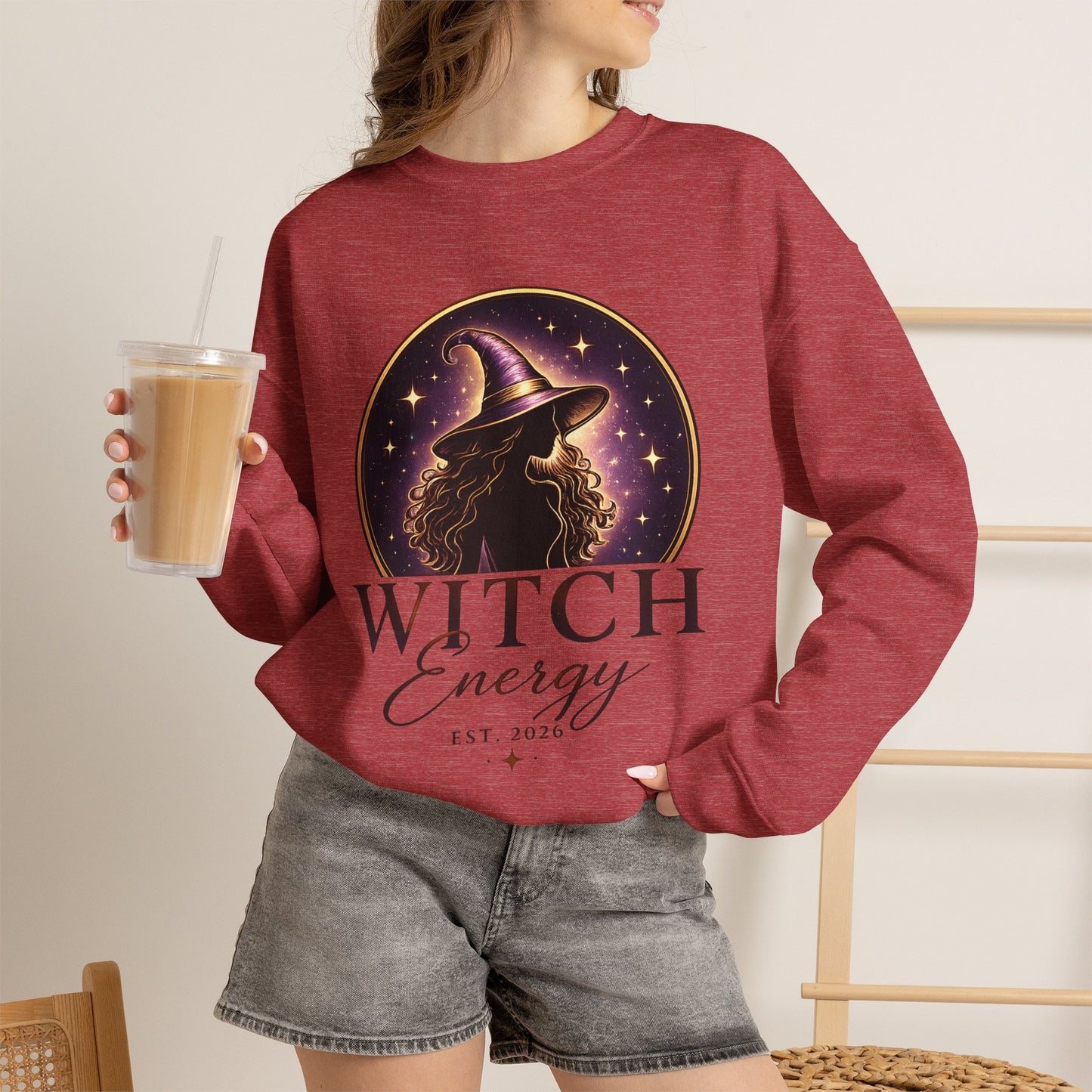 Witch Energy Crewneck Sweatshirt — Mystical Witch Silhouette
