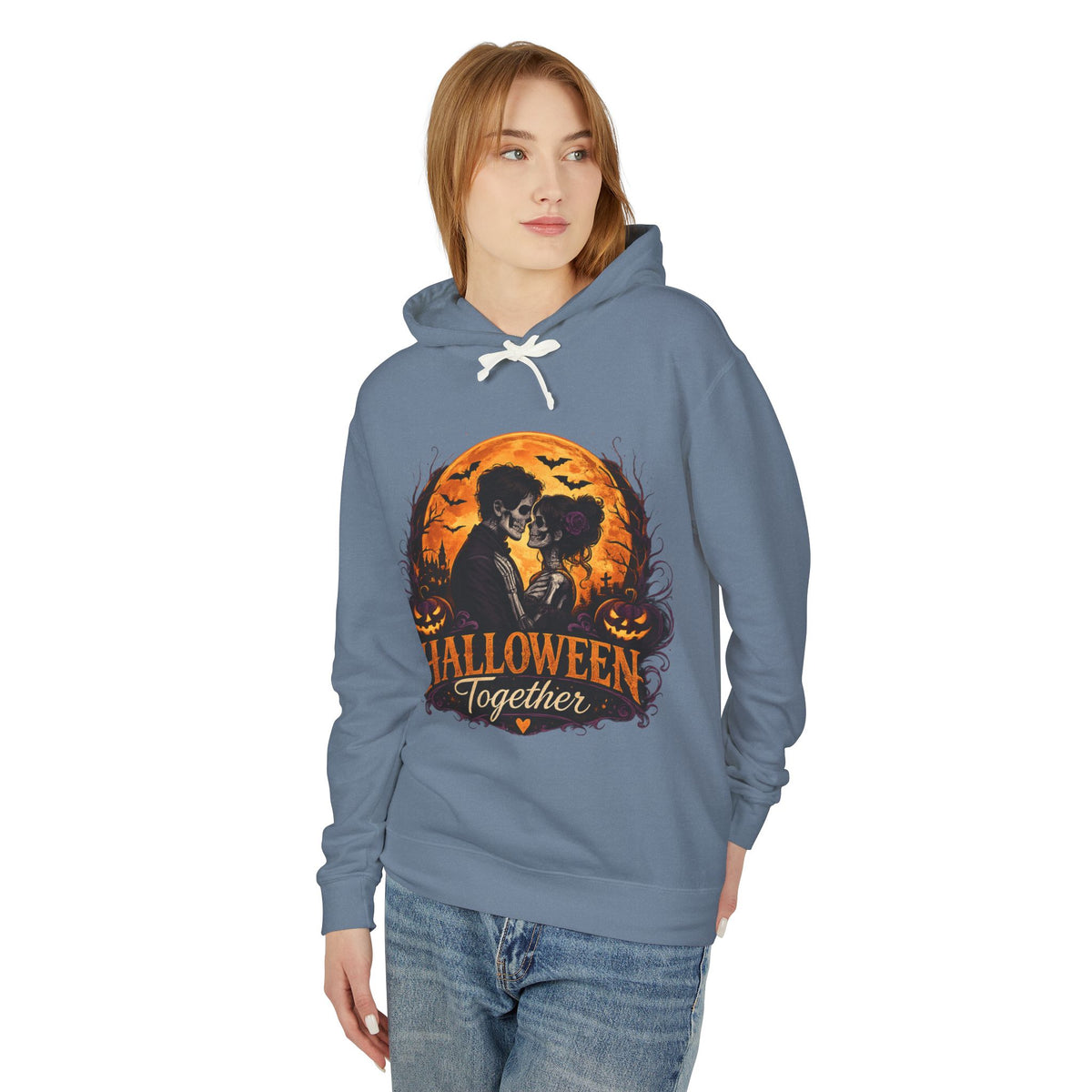 Halloween Together Hoodie — Couples Spooky Pumpkin Cat Moon Sweatshirt