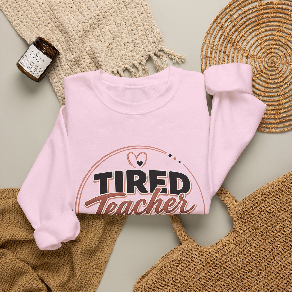 Tired Teacher Club Sweatshirt — Cozy Teacher Crewneck Gift