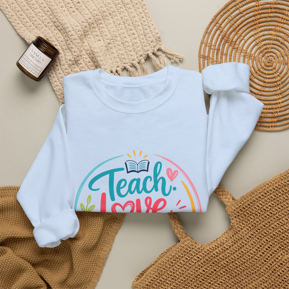 Teacher Sweatshirt - "Teach Love Repeat" Cozy Crewneck Gift for Educators