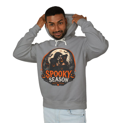 Spooky Season Hoodie — Vintage Witch & skeleton Halloween Pullover