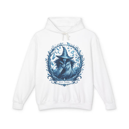 Mystic Witch Illustration Hoodie — 'Est. 2026' Blue Art Sweatshirt