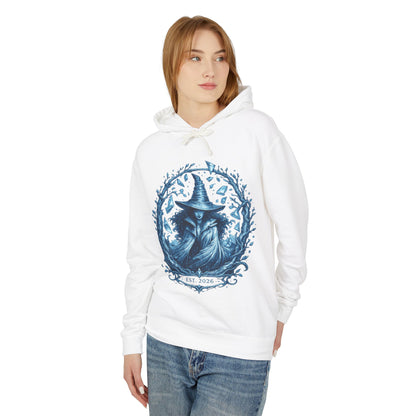 Mystic Witch Illustration Hoodie — 'Est. 2026' Blue Art Sweatshirt
