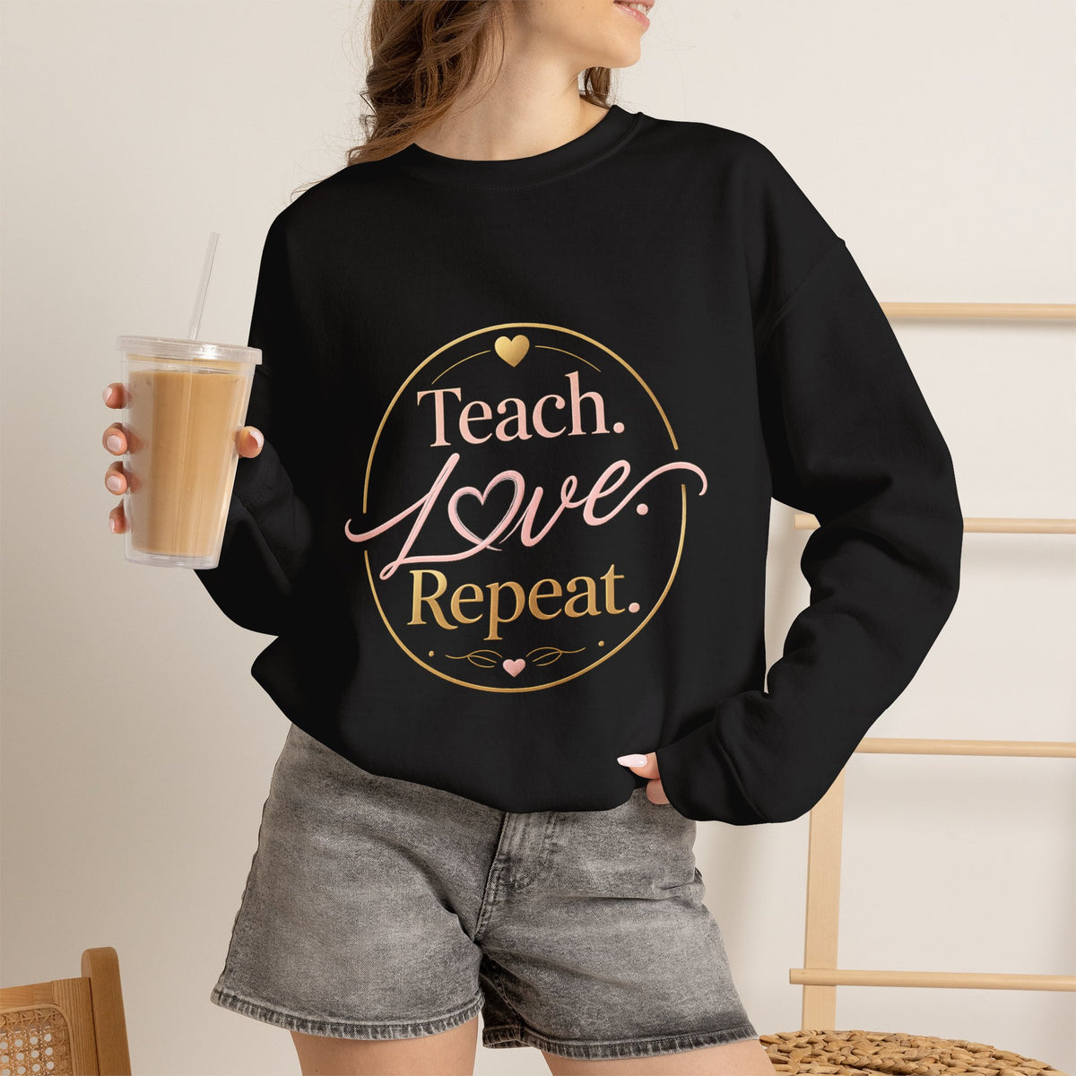 Teach Love Repeat Sweatshirt — Cozy Teacher Crewneck Gift