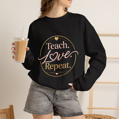 Teach Love Repeat Sweatshirt — Cozy Teacher Crewneck Gift