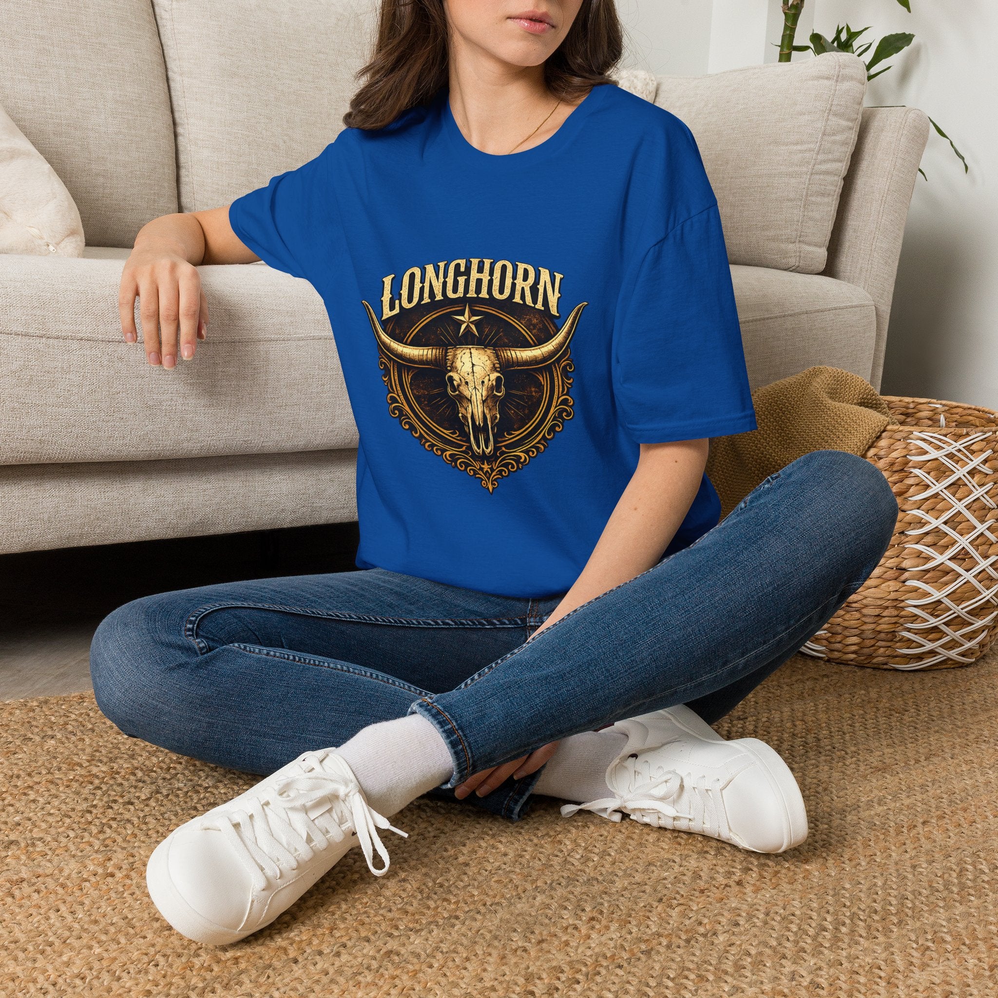 Longhorn Skull, Western Cowboy Vintage Logo Tee