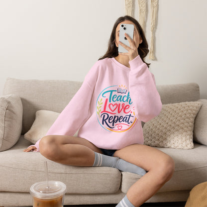 Teacher Sweatshirt - "Teach Love Repeat" Cozy Crewneck Gift for Educators