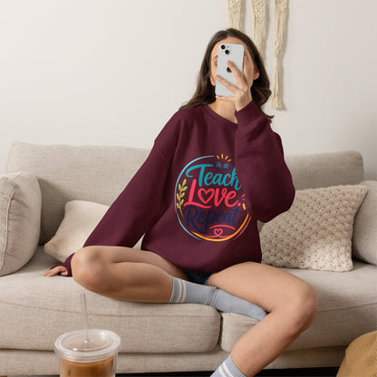 Teacher Sweatshirt - "Teach Love Repeat" Cozy Crewneck Gift for Educators