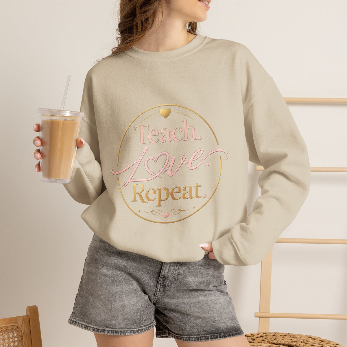 Teach Love Repeat Sweatshirt — Cozy Teacher Crewneck Gift
