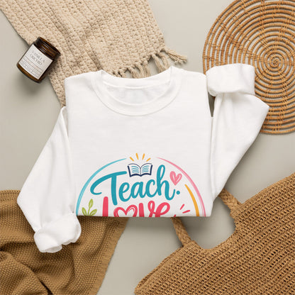 Teacher Sweatshirt - "Teach Love Repeat" Cozy Crewneck Gift for Educators