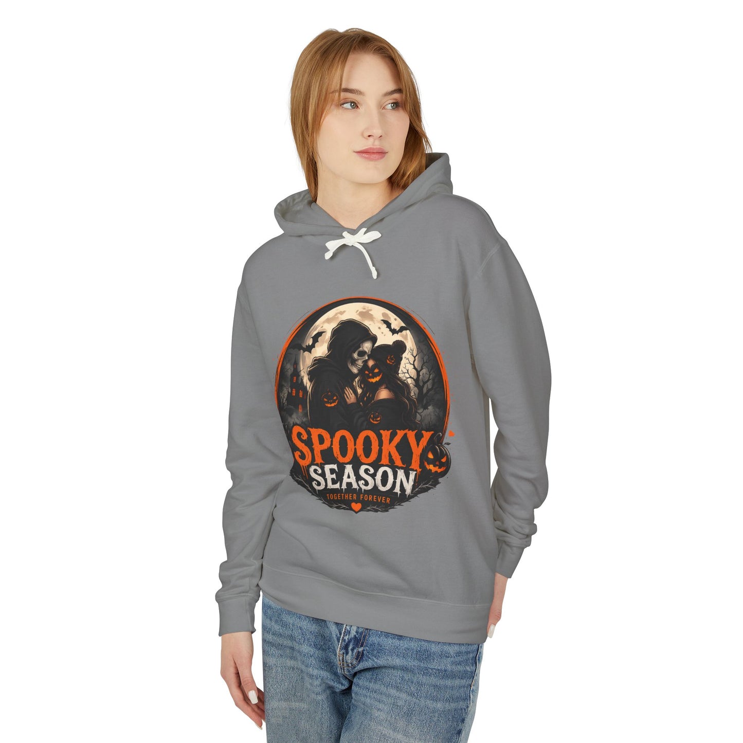 Spooky Season Hoodie — Vintage Witch & skeleton Halloween Pullover