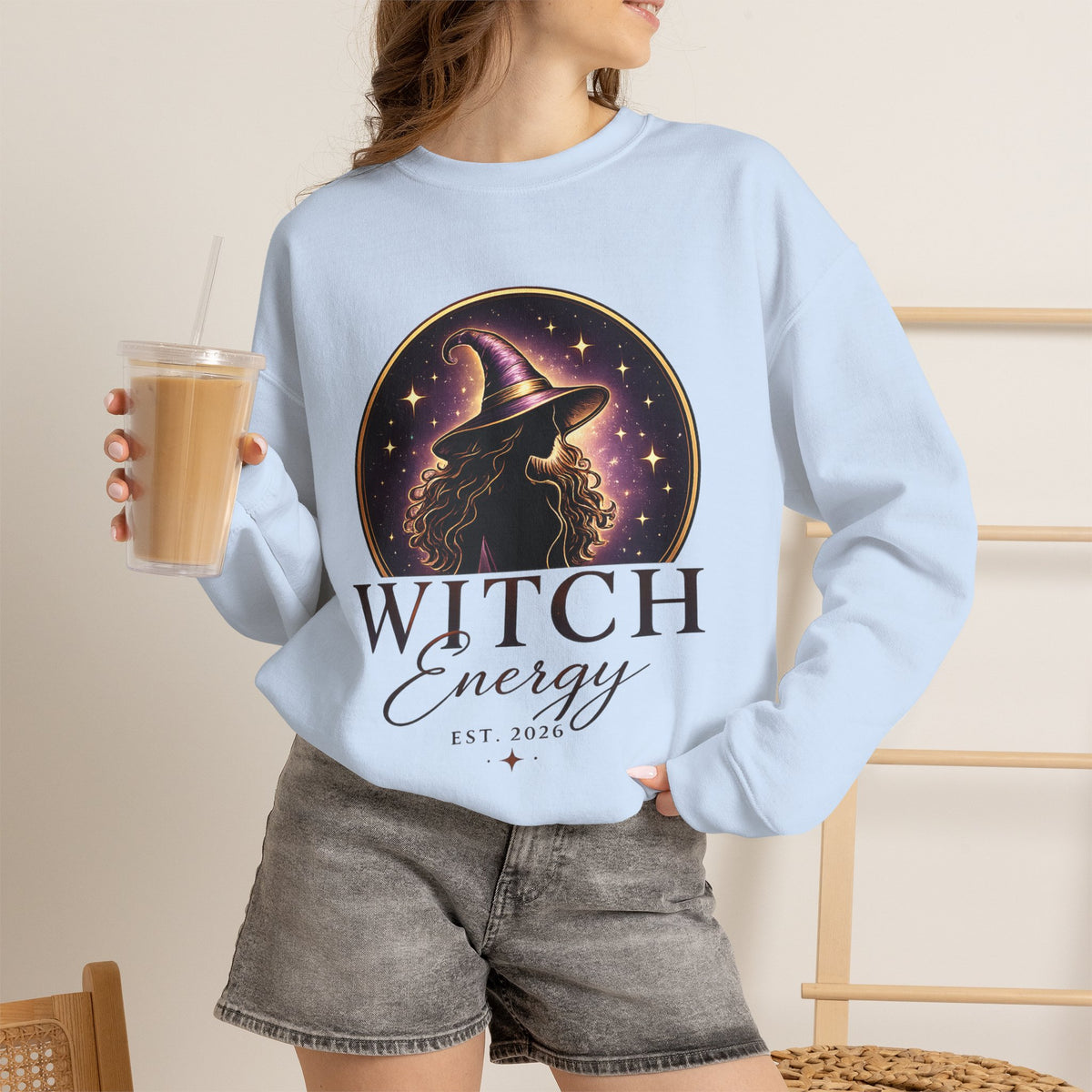 Witch Energy Crewneck Sweatshirt — Mystical Witch Silhouette