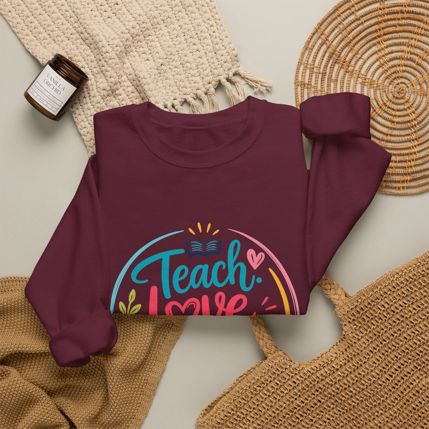 Teacher Sweatshirt - "Teach Love Repeat" Cozy Crewneck Gift for Educators