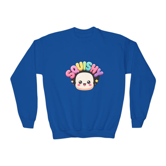 Squishy Kawaii Crewneck Sweatshirt — Cute Rainbow Character Youth Sweatshirt