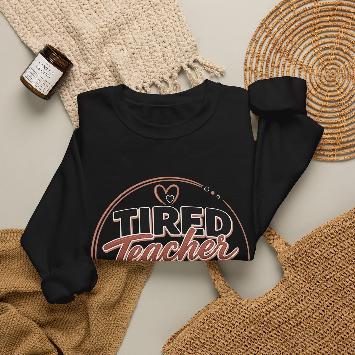 Tired Teacher Club Sweatshirt — Cozy Teacher Crewneck Gift
