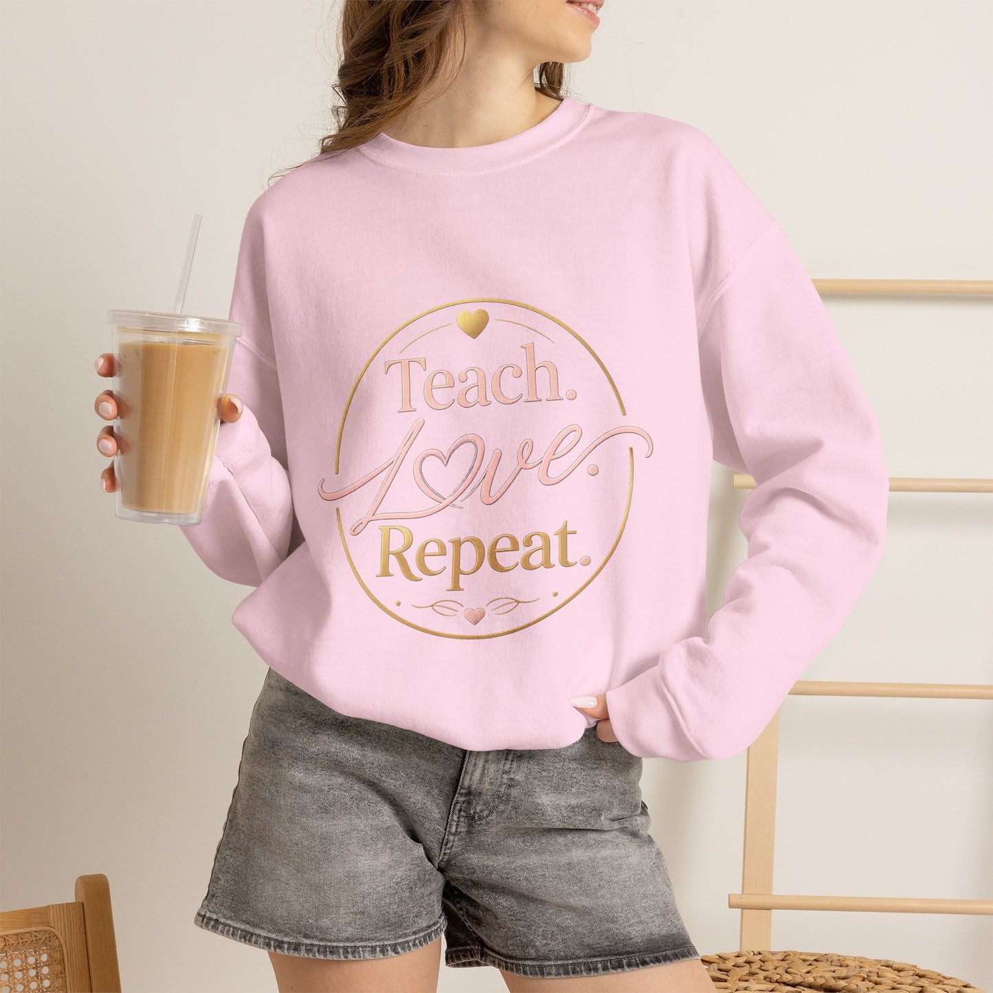 Teach Love Repeat Sweatshirt — Cozy Teacher Crewneck Gift