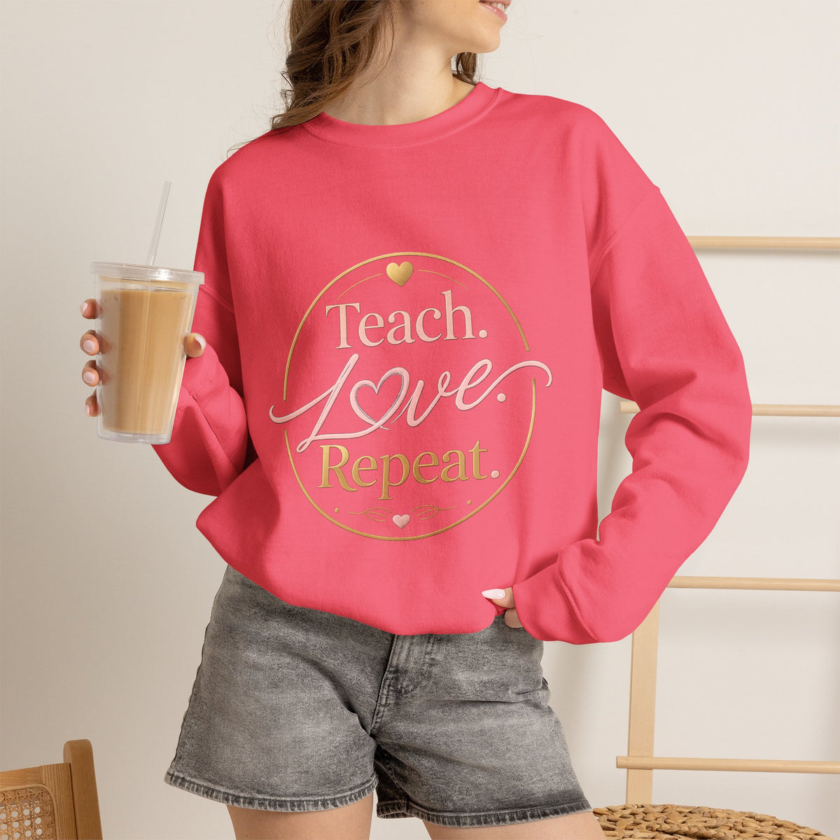 Teach Love Repeat Sweatshirt — Cozy Teacher Crewneck Gift