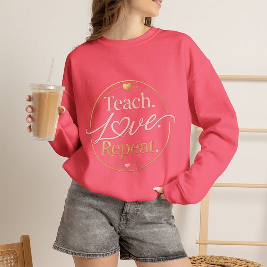Teach Love Repeat Sweatshirt — Cozy Teacher Crewneck Gift