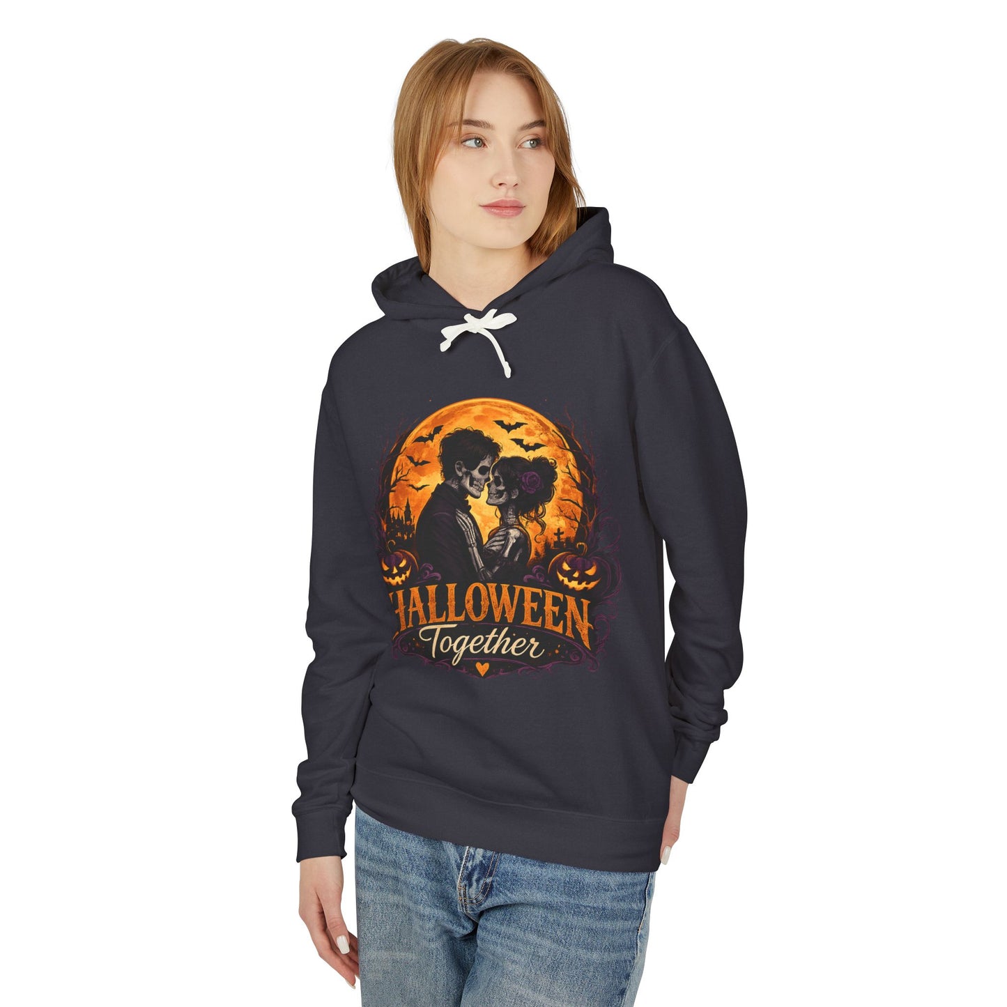 Halloween Together Hoodie — Couples Spooky Pumpkin Cat Moon Sweatshirt