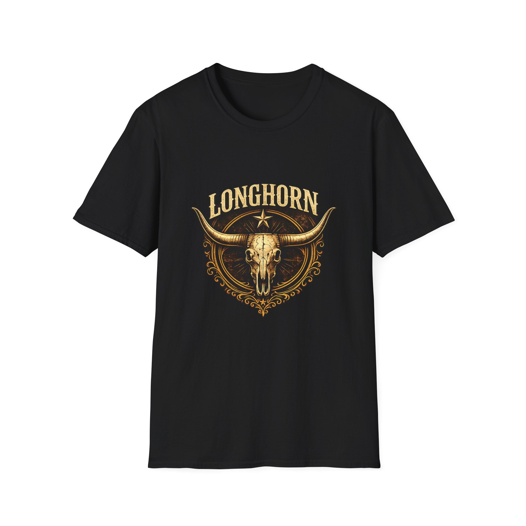 Longhorn Skull, Western Cowboy Vintage Logo Tee