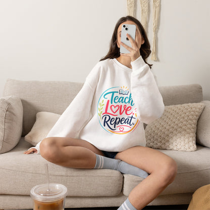 Teacher Sweatshirt - "Teach Love Repeat" Cozy Crewneck Gift for Educators