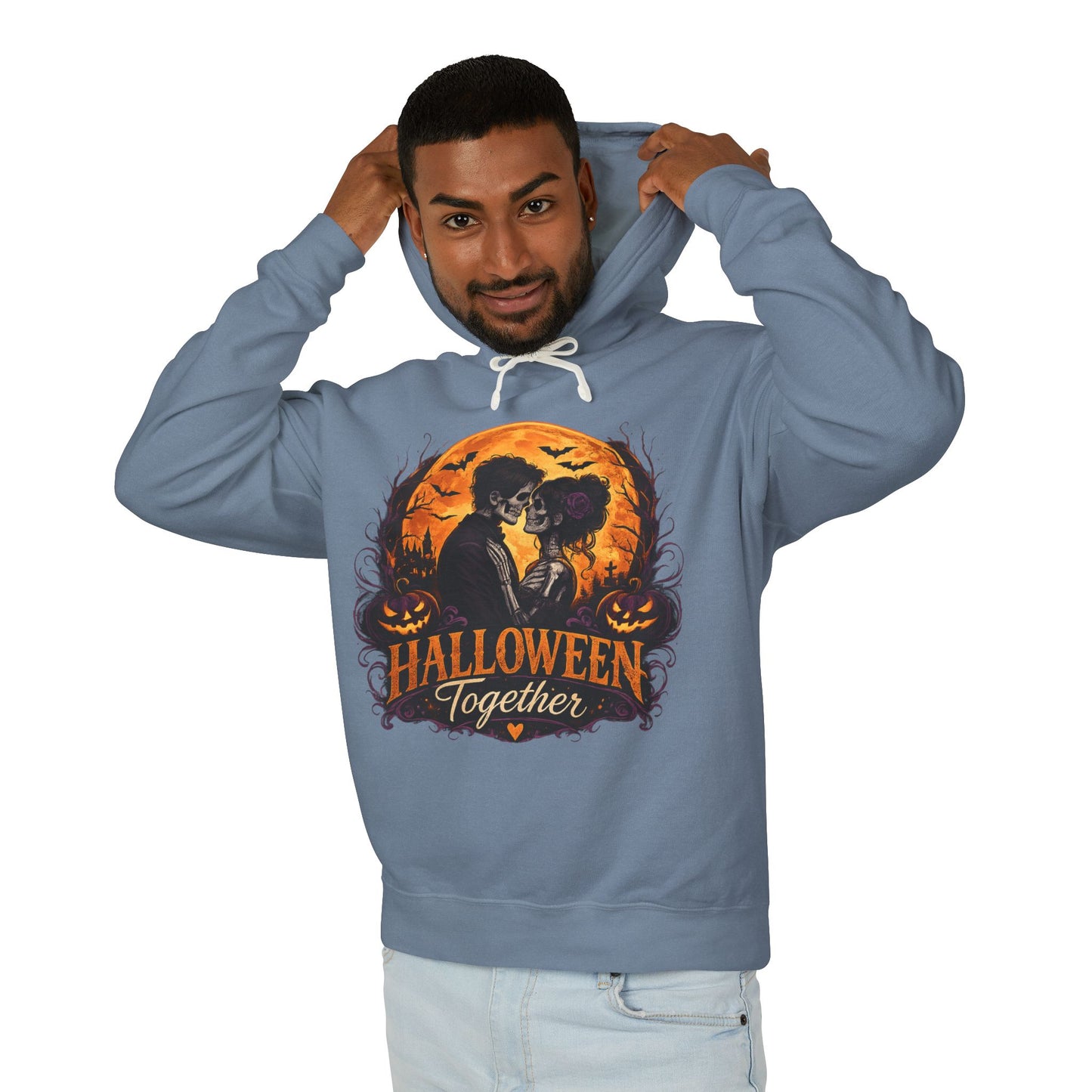 Halloween Together Hoodie — Couples Spooky Pumpkin Cat Moon Sweatshirt