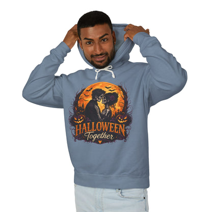 Halloween Together Hoodie — Couples Spooky Pumpkin Cat Moon Sweatshirt