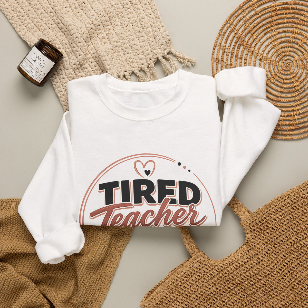 Tired Teacher Club Sweatshirt — Cozy Teacher Crewneck Gift