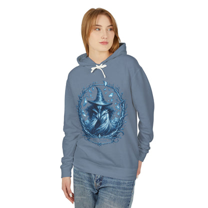 Mystic Witch Illustration Hoodie — 'Est. 2026' Blue Art Sweatshirt