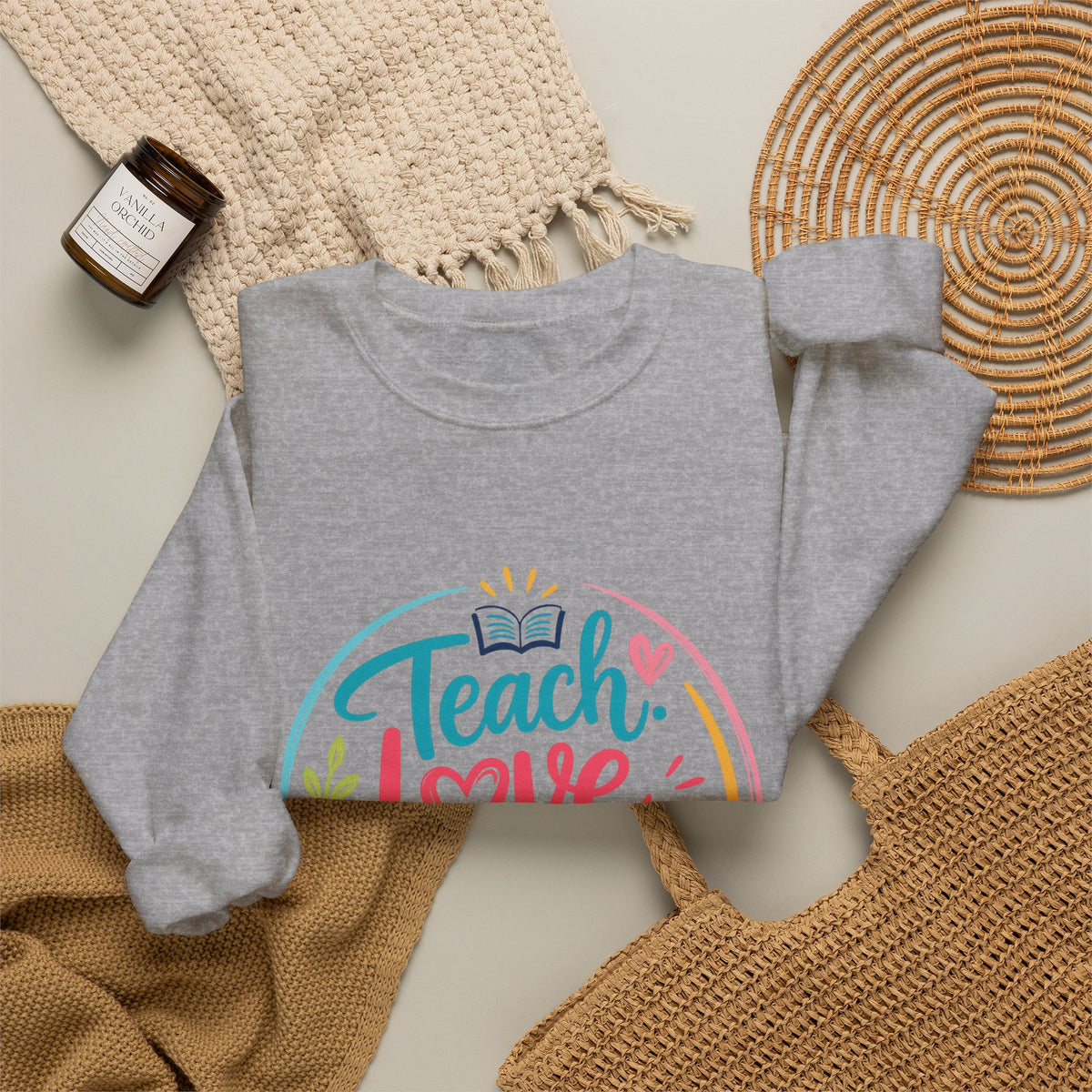 Teacher Sweatshirt - "Teach Love Repeat" Cozy Crewneck Gift for Educators