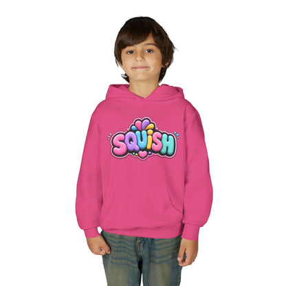 Youth Hoodie — Colorful “SQUISH” Kawaii Graphic Pullover