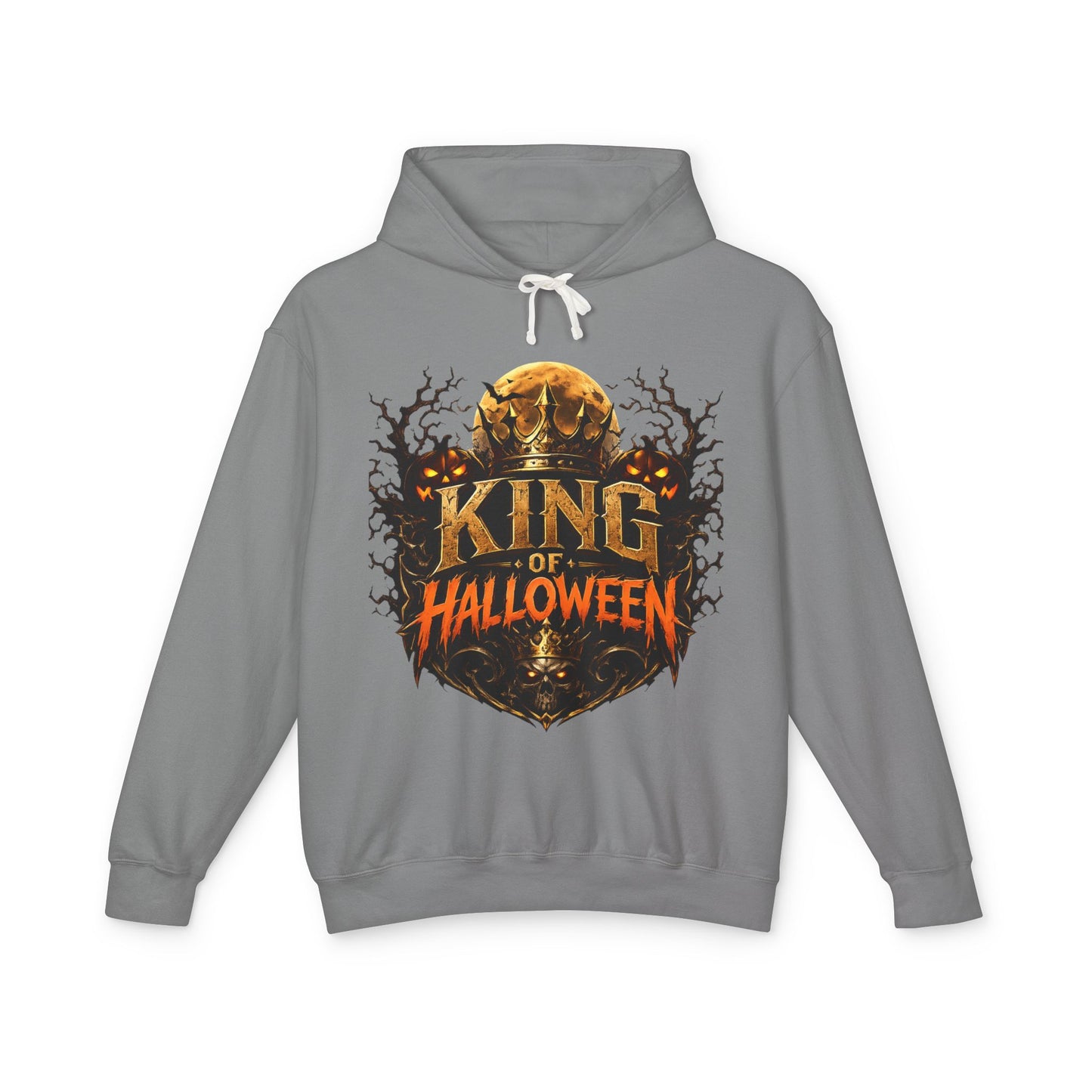 King of Halloween Hoodie — Spooky Pumpkin Skull Graphic Sweatshirt