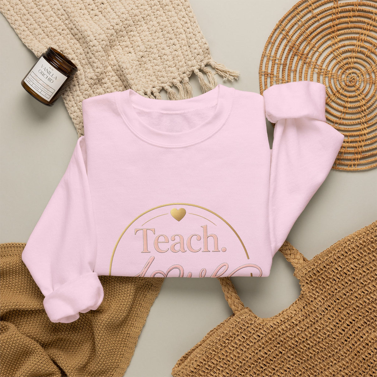 Teach Love Repeat Sweatshirt — Cozy Teacher Crewneck Gift