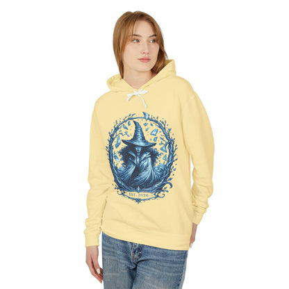Mystic Witch Illustration Hoodie — 'Est. 2026' Blue Art Sweatshirt