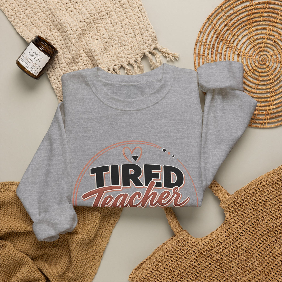Tired Teacher Club Sweatshirt — Cozy Teacher Crewneck Gift