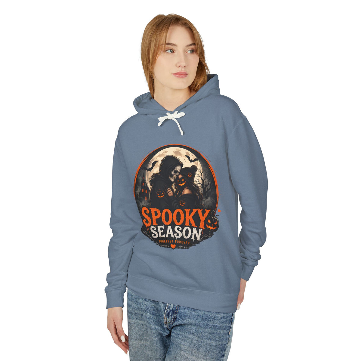 Spooky Season Hoodie — Vintage Witch & skeleton Halloween Pullover