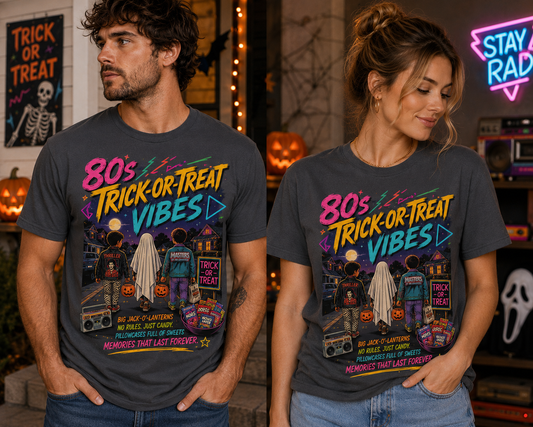 80s Trick-or-Treat Vibes Tee – Retro Halloween T-Shirt