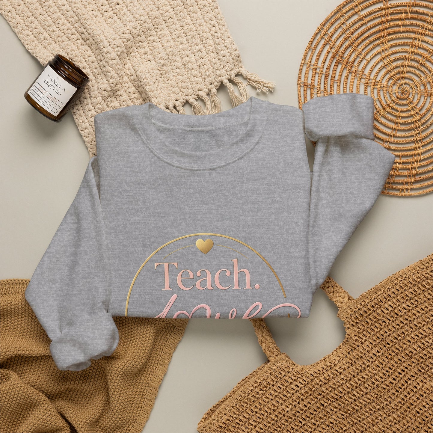 Teach Love Repeat Sweatshirt — Cozy Teacher Crewneck Gift