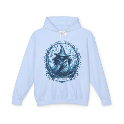 Mystic Witch Illustration Hoodie — 'Est. 2026' Blue Art Sweatshirt