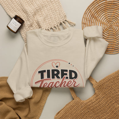 Tired Teacher Club Sweatshirt — Cozy Teacher Crewneck Gift