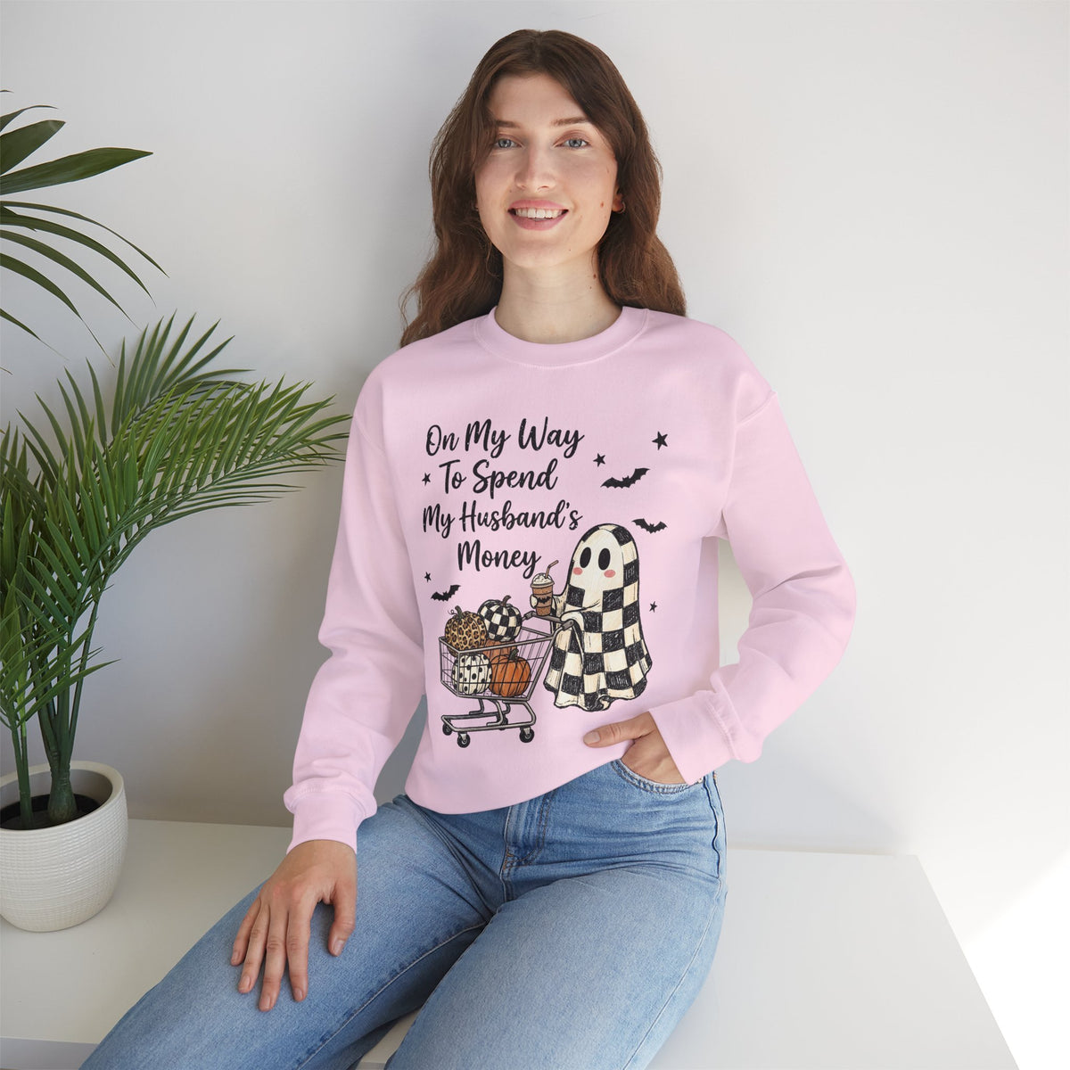 Halloween Ghost 'On My Way To Spend My Husband's Money' Sweatshirt