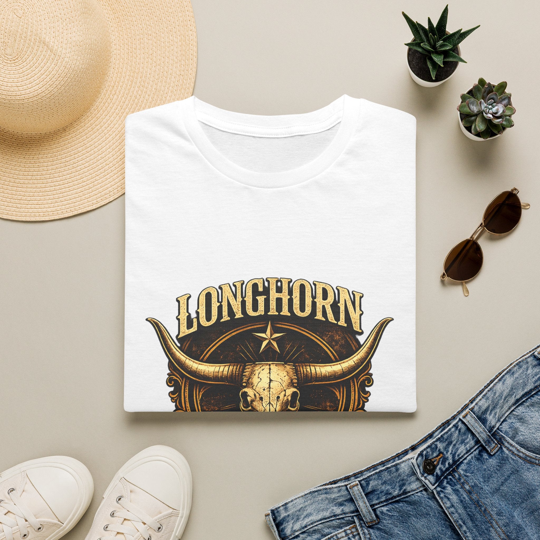 Longhorn Skull, Western Cowboy Vintage Logo Tee