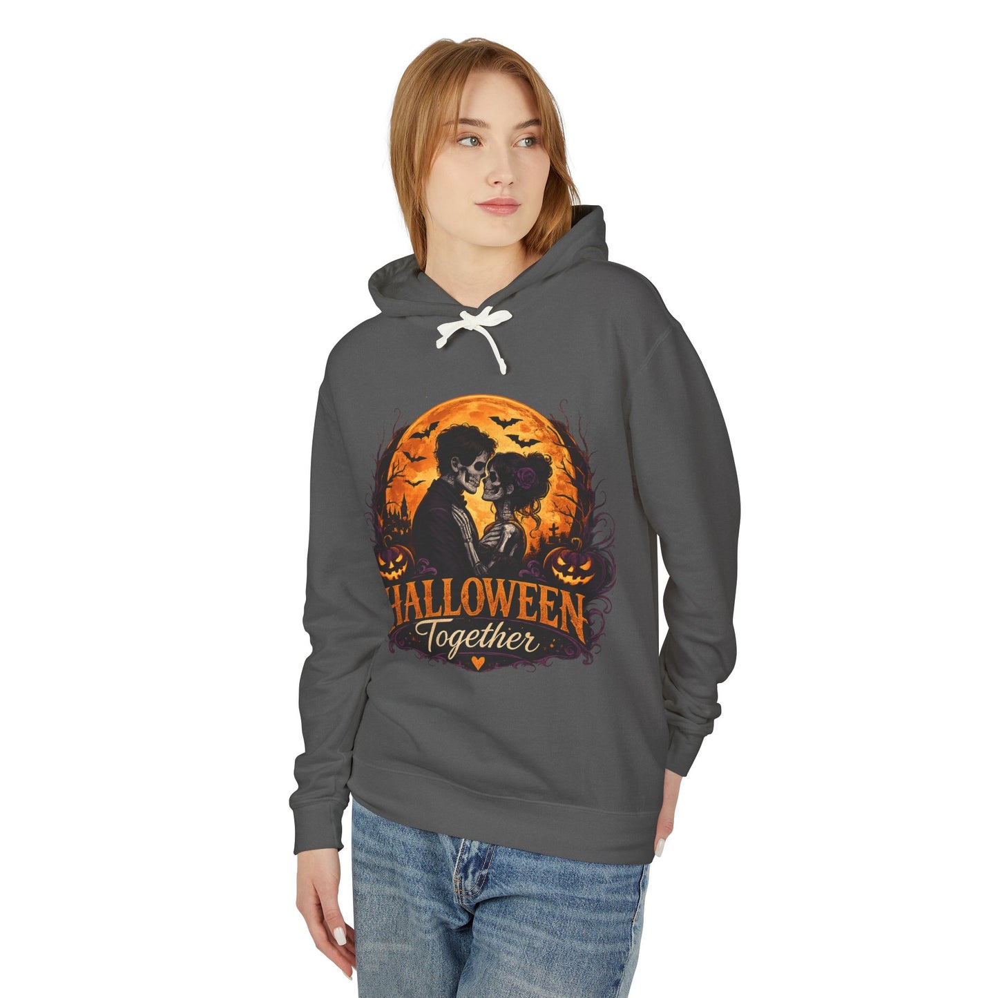 Halloween Together Hoodie — Couples Spooky Pumpkin Cat Moon Sweatshirt