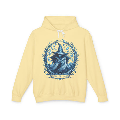Mystic Witch Illustration Hoodie — 'Est. 2026' Blue Art Sweatshirt
