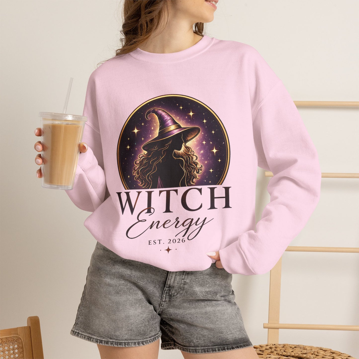 Witch Energy Crewneck Sweatshirt — Mystical Witch Silhouette