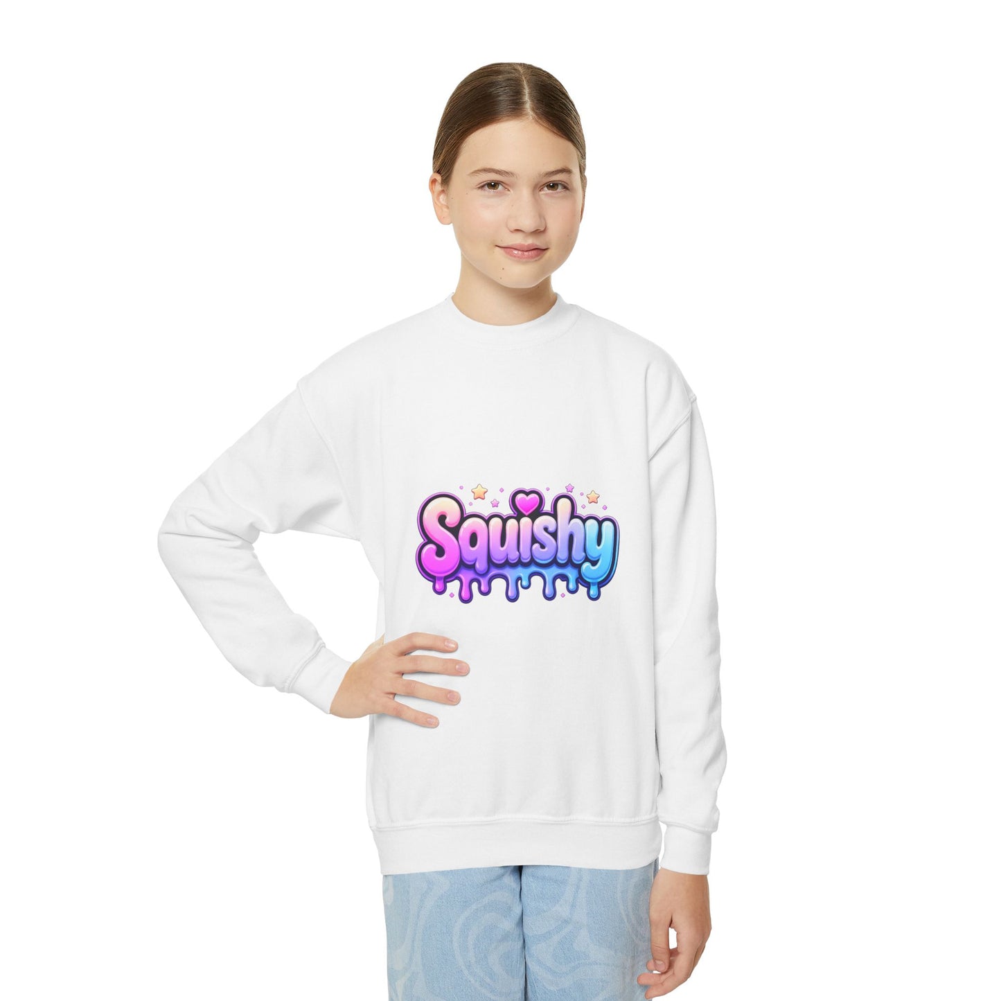 Youth Crewneck Sweatshirt - 'Squishy' Pastel Drip Graphic for Kids