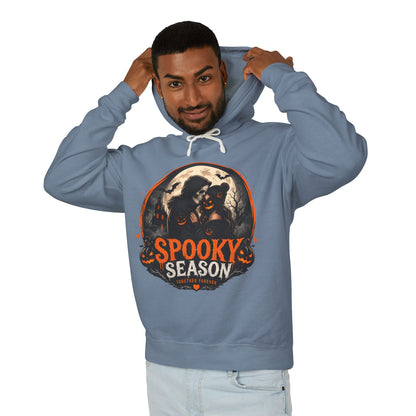 Spooky Season Hoodie — Vintage Witch & skeleton Halloween Pullover