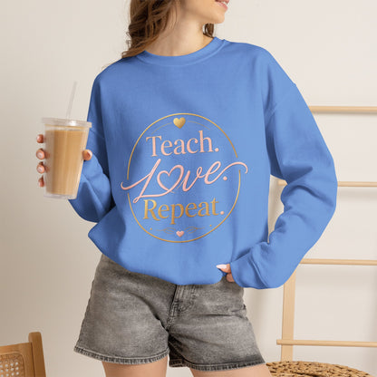 Teach Love Repeat Sweatshirt — Cozy Teacher Crewneck Gift