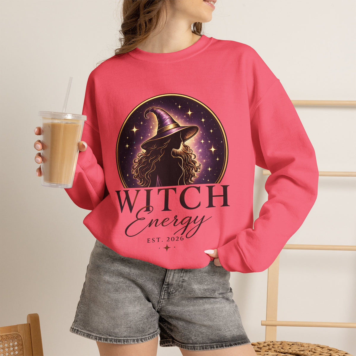 Witch Energy Crewneck Sweatshirt — Mystical Witch Silhouette