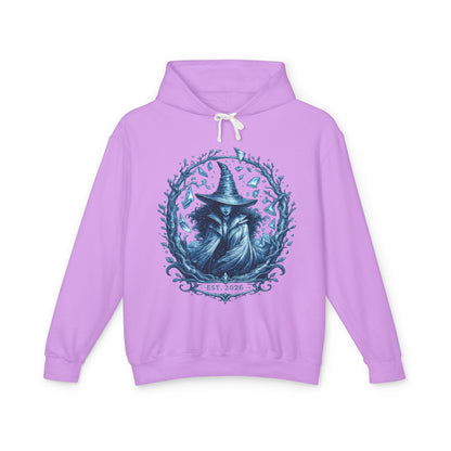 Mystic Witch Illustration Hoodie — 'Est. 2026' Blue Art Sweatshirt